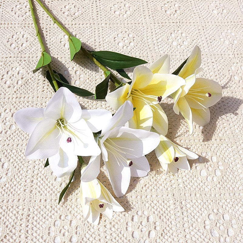 Realistic Sunlit Lily Artificial Flowers for Home Décor - Perfect for Weddings, Celebrations & Everyday Display