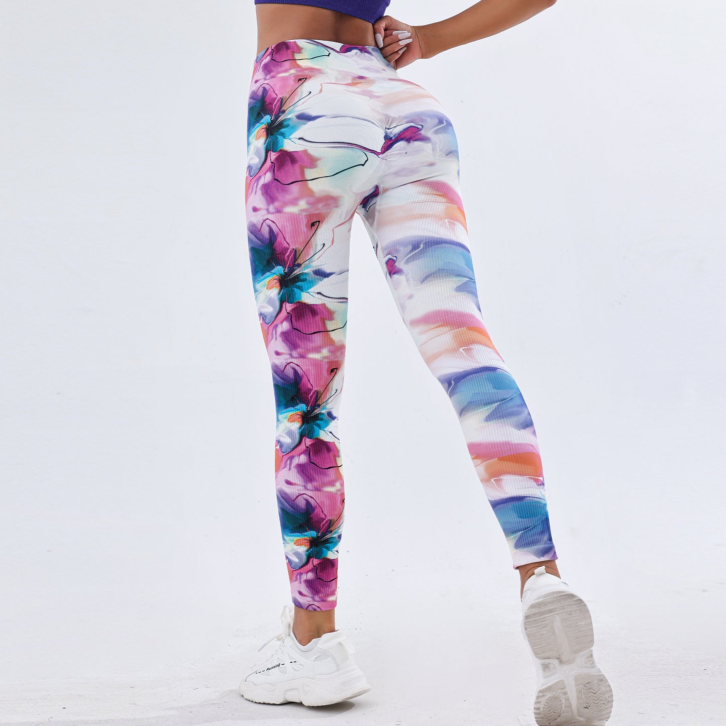 Women's 3D Floral Print High Waisted Yoga Pants Sculpting Butt Lifting and Comfortable Workout Leggings for Fitness and Activewear