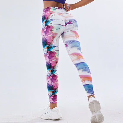 Women's 3D Floral Print High Waisted Yoga Pants Sculpting Butt Lifting and Comfortable Workout Leggings for Fitness and Activewear