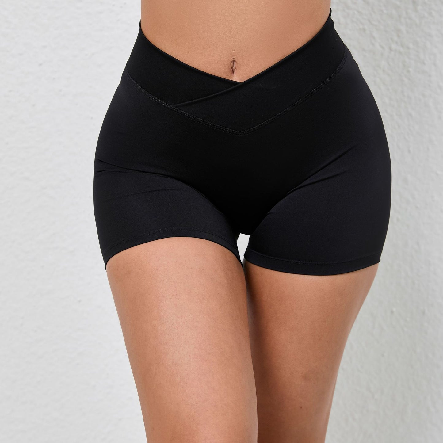 Women s High Waisted Moisture Wicking Cross Over Stretch Shorts for Comfort and Peachy Lift for Gym Yoga and Summer Workouts