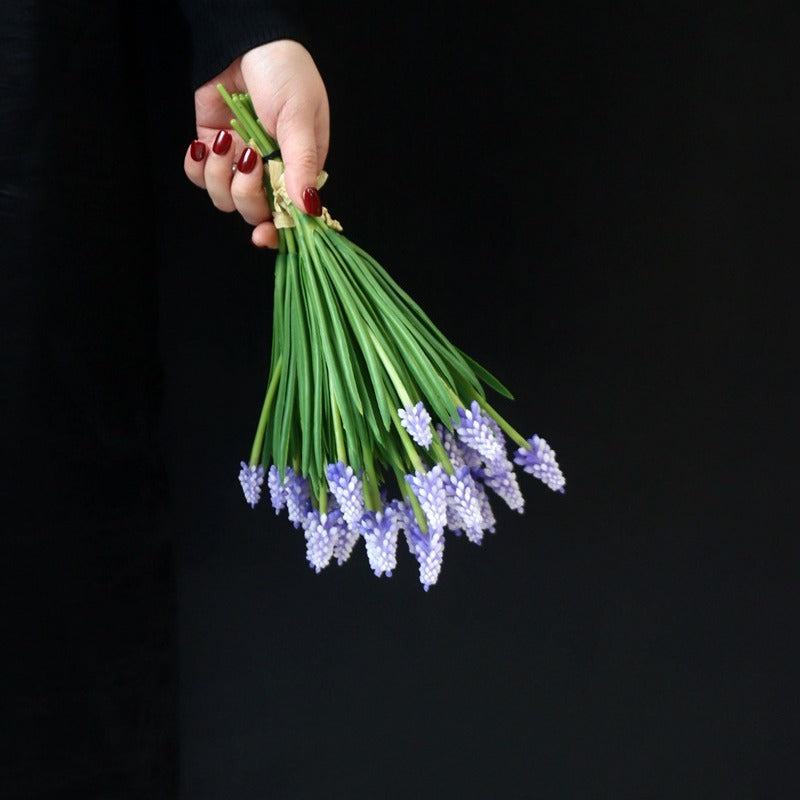 Soft and Realistic Grape Hyacinth Artificial Flower Bouquet – Stunning Plastic Bridal Handheld Arrangement for Weddings and Special Occasions