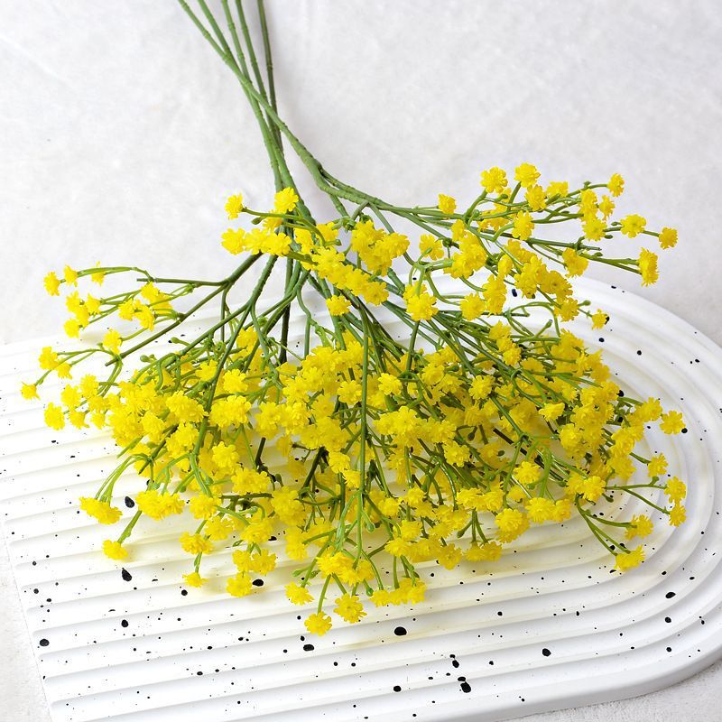 Realistic Baby's Breath 3-Prong PU Soft Rubber Single-Stem Artificial Flower Bouquet for Wedding Celebrations and Photography