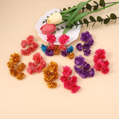 Bohemian Colorful Floral Fabric Drop Earrings - Perfect Ethnic Vacation Accessory for Every Occasion