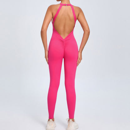 Women's Quick Dry Yoga Bodysuit Elastic Fitness Shaping Jumpsuit for Comfort and Flexibility