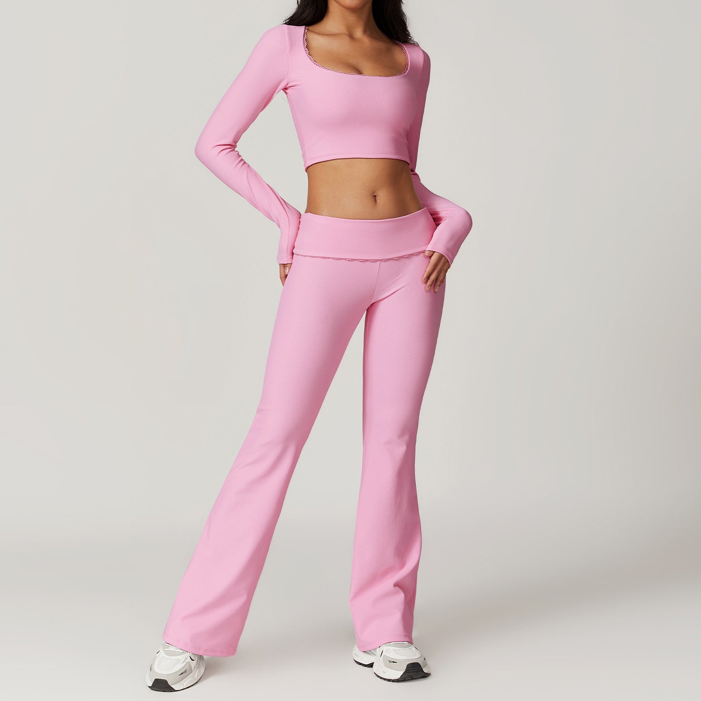 Elevate Your Workout with Our Women's Ribbed High Waisted Yoga Set Sculpting Lifting Activewear Ensemble for Comfort and Style 8828