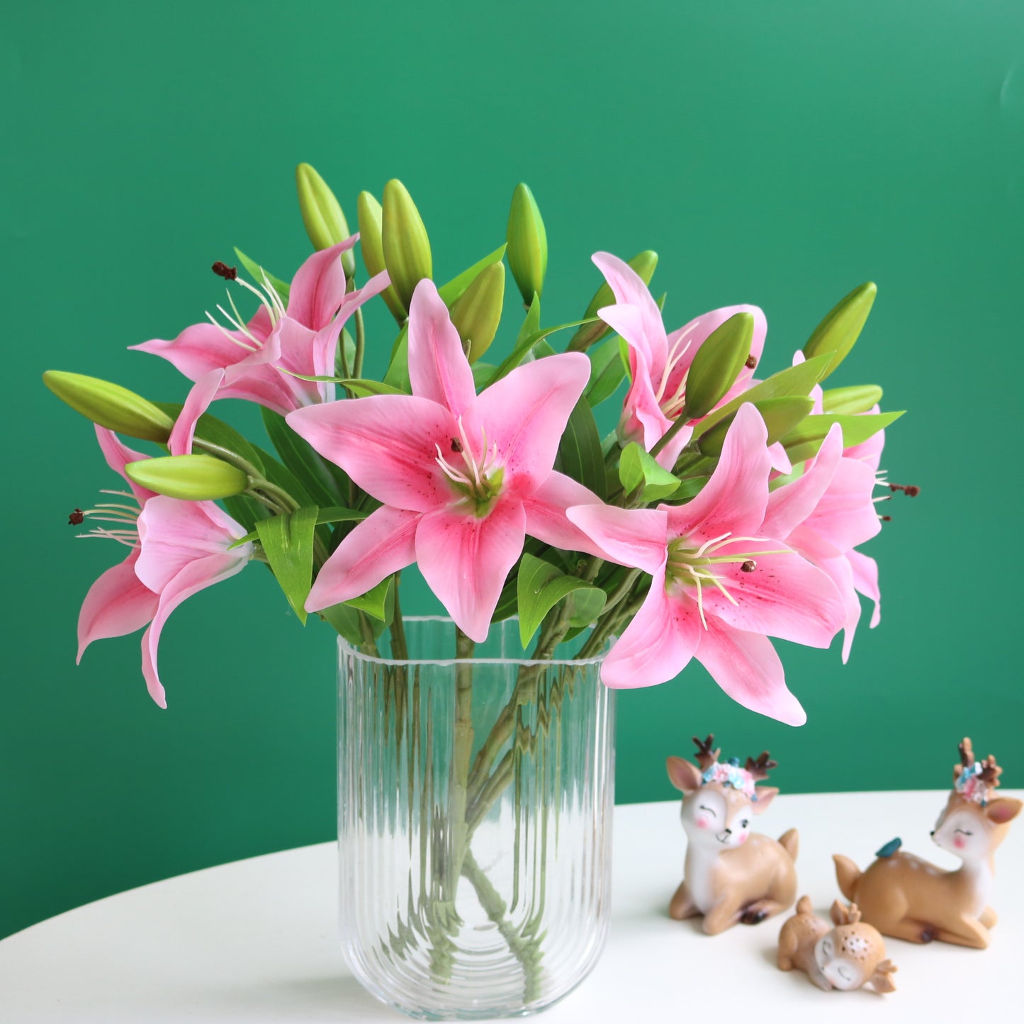 Realistic Artificial Lily Flower Stem - 3-Headed Faux Lily Home Décor for Wedding & Photography - Soft Touch & Durable Design