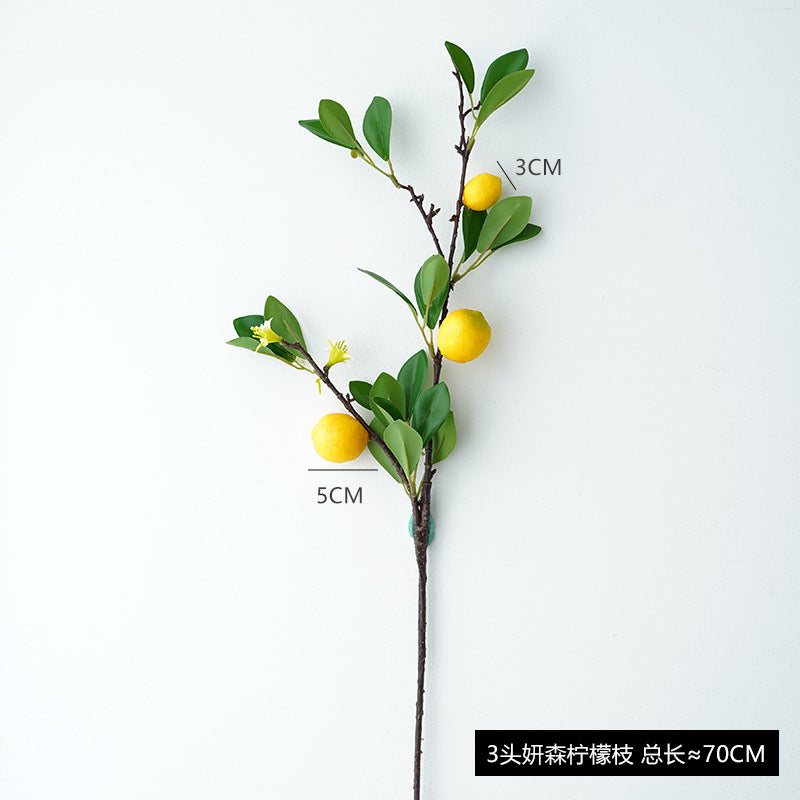 Artificial Lemon Branch - Fresh European Style Home and Hotel Decor, Perfect for Floral Arrangements and Photography Props, Realistic Faux Lemon Fruit Accent