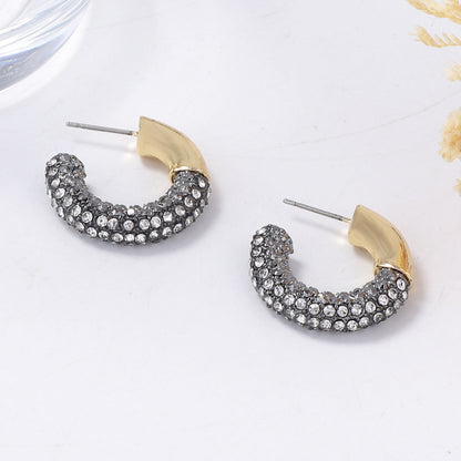 Exquisite High-Quality Shiny Faceted Half-Round Crystal Stud Earrings – Versatile Winter Best-Sellers for Effortless Elegance