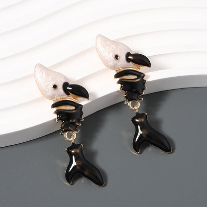 Trendy Fresh Vacation Vibe Shark-Inspired Alloy Droplet Earrings - Unique Animal Design for Creative Fashion Lovers