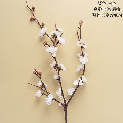 Lifelike Wax Plum Blossoms and Japanese Cherry Blossom Decor – Stunning Floral Arrangement for Wedding, Home, and Photography Backdrop – MW36860