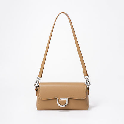 Chic Baguette Bag with Unique Design Elegant Hoof Buckle Shoulder Bag in Luxurious Genuine Leather Fashionable Crossbody Purse for Women