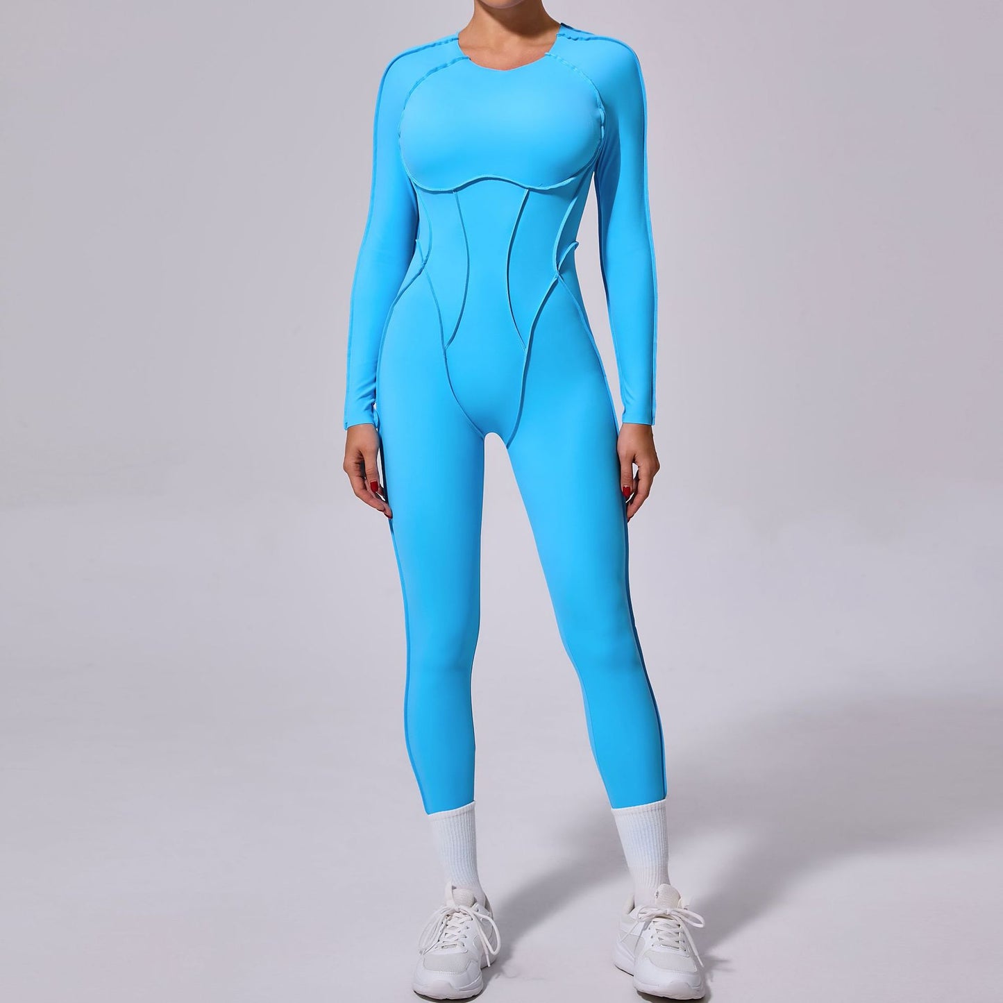 Winter One Piece Sports Bodysuit Long Sleeve Backless Yoga Outfit with Full Length Tights for Comfort and Style