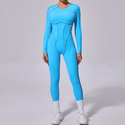 Winter One Piece Sports Bodysuit Long Sleeve Backless Yoga Outfit with Full Length Tights for Comfort and Style