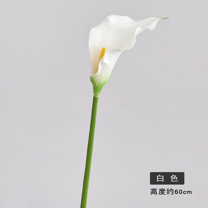 Lifelike Calla Lily Faux Flower with Long Stem - EVA Foam Floral Arrangement for Home Décor - Elegant High-Stemmed Wet-Look Calla Lily Decoration