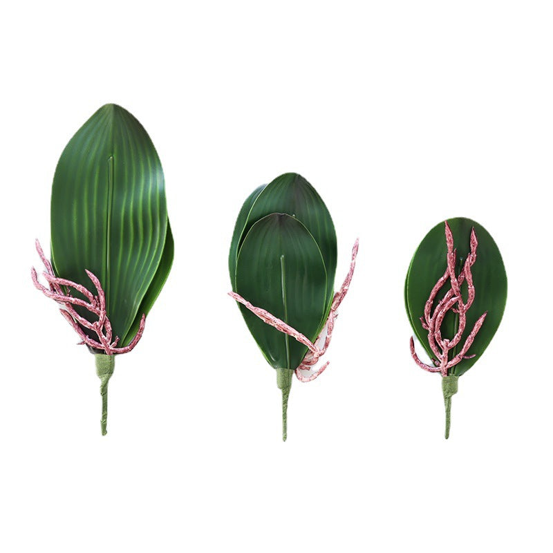 Lifelike Artificial Orchid Leaves - Soft Touch Greenery for Home Decor, Perfect for Small Potted Arrangements and Floral Displays