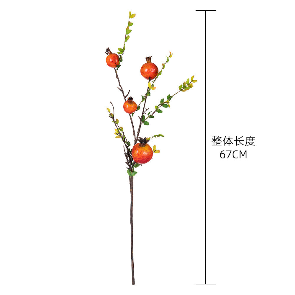 Realistic Pomegranate Fruit and Berry Branch Faux Flowers for Home Décor - Lifelike GFT243Y Artificial Decorations