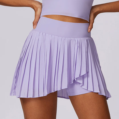 Women's Casual Pleated Sports Skirt Quick Dry Tennis Skirt with Built In Shorts for Comfort Coverage During Workouts