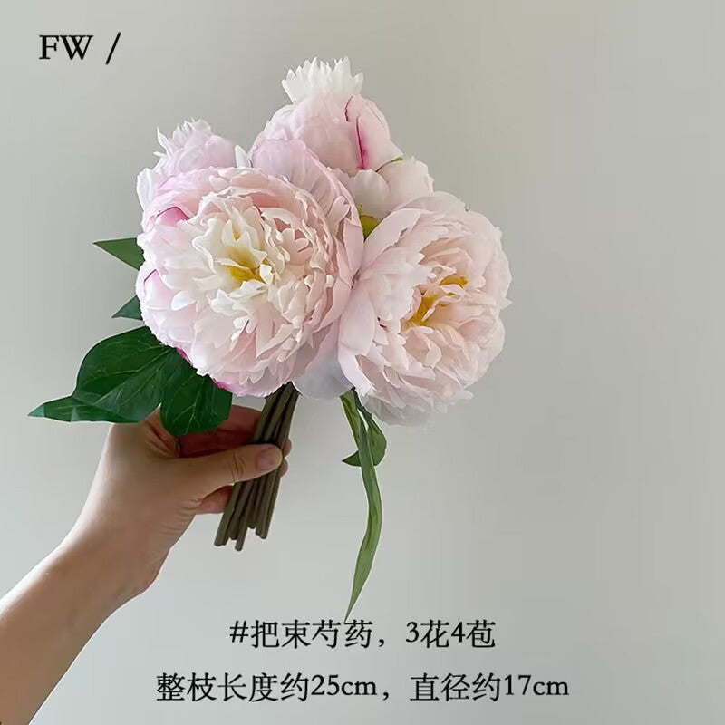 High-Quality Realistic Peony and Blossom Fake Flowers - Perfect for Living Room, Bedroom, and Dining Table Decor; Adds Elegance and Durability to Any Space