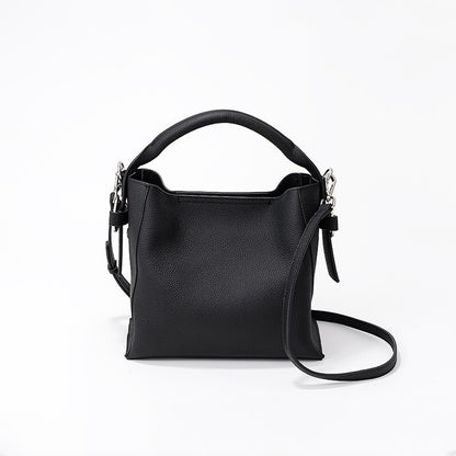 Genuine Leather Women's Bucket Bag First Layer Cowhide Unique Design Spacious Capacity Versatile Tote and Shoulder Bag