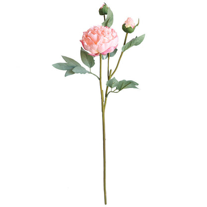 Stunning Faux Peony Stem with Three Blooms – Perfect for Weddings, Living Room Decor, and DIY Arrangements – Realistic Edged Silk Flowers for Lasting Elegance