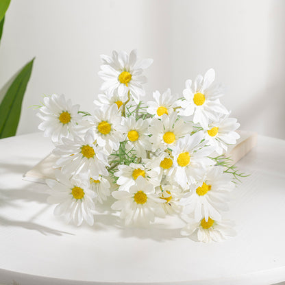 Artificial Chamomile and Mini Daisy Flower Bouquet - Realistic Decorative Flora for Living Room and Dining Table - Eco-Friendly Plastic Home Décor