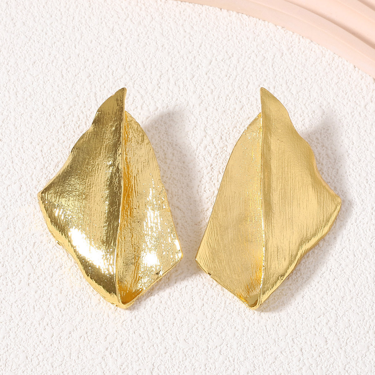 Trendy Vintage-Inspired Geometric Textured Metal Earrings - Bold and Unique Statement Studs for Any Occasion
