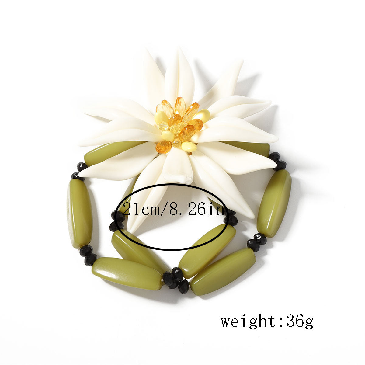 Stylish Oversized White Resin Flower Pendant Stackable Bracelet – Unique Layered Design for a Chic Statement