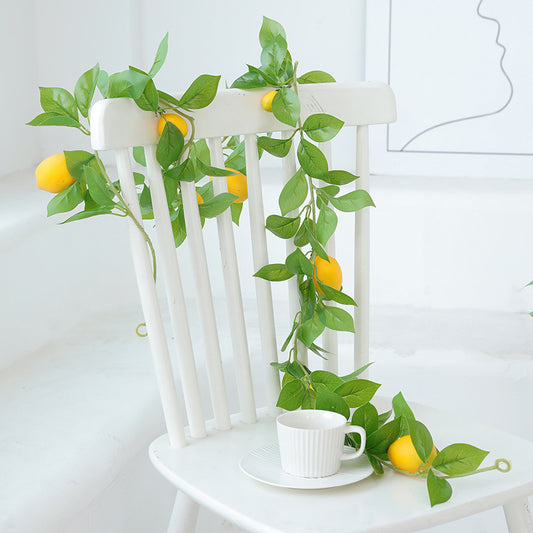 Realistic Faux Lemon Vine Decorative Greenery for Garden and Wall Décor – Lifelike Lemon Garland and Hanging Plant Accessories