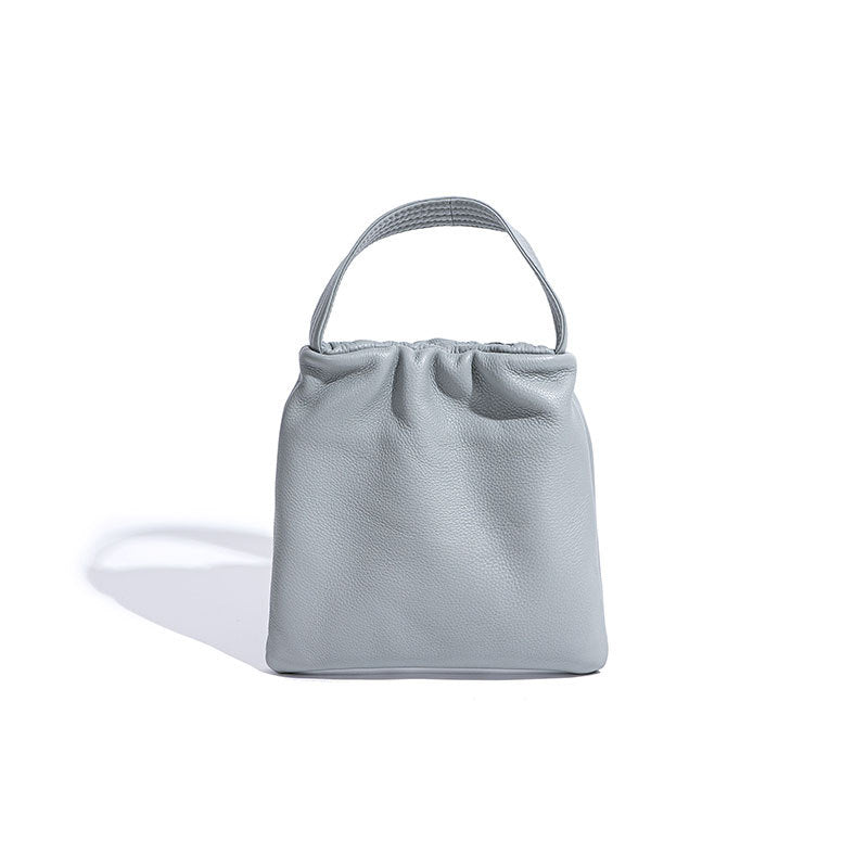 Luxurious Genuine Leather Crossbody Bag Chic Crinkled Design Lightweight and Versatile Handheld Square Purse for Modern Style