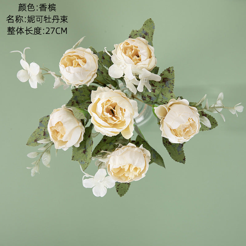 Beautiful Faux Peony Flower Bouquet for Home Décor - Perfect for Weddings, Events, and Wall Decorations - MW55503