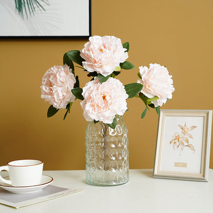 Realistic 5-Peony Faux Flowers for Wedding Decor - Perfect for Hotel and Venue Arrangements, Bouquets, and Aisle Markings