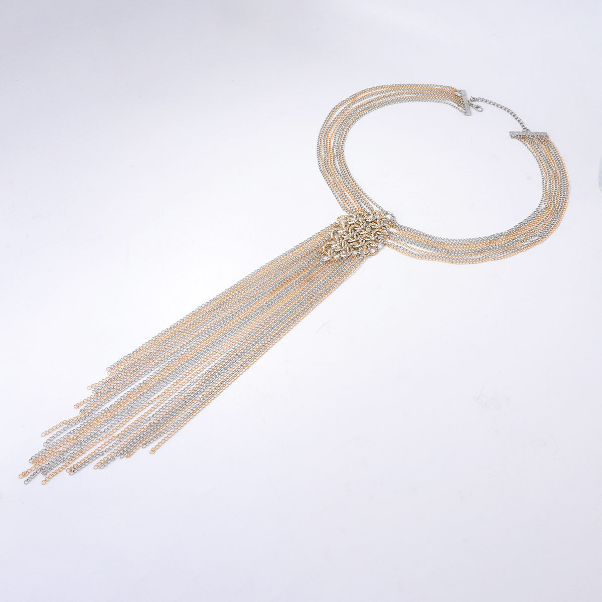 Chic Minimalist Multi-Chain Metal Tassel Tie Necklace – Luxury Layered Jewelry for Modern Women