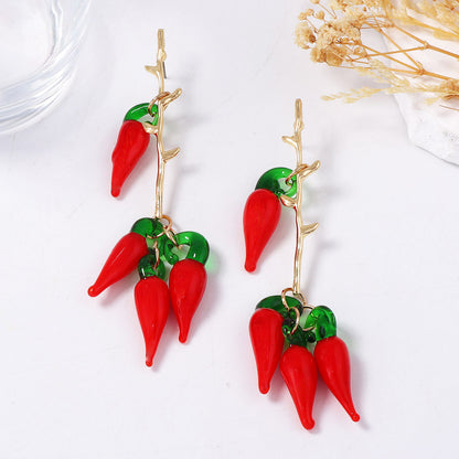 Chic & Unique Red Chili Pepper-Inspired Luxury Earrings – Bold Statement Jewels for Fashion-Forward Women