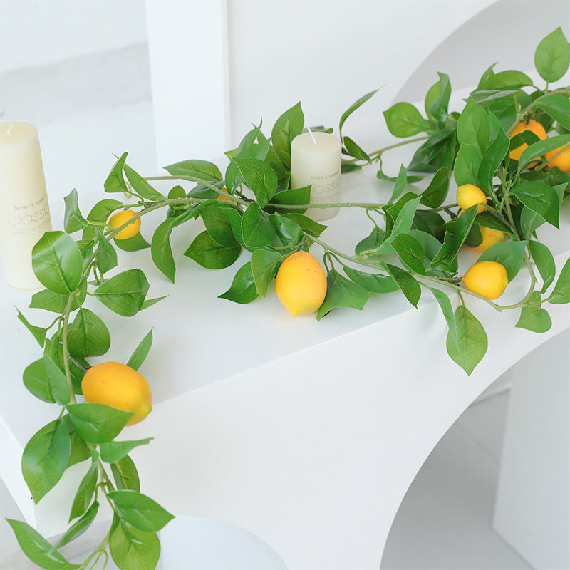 Realistic Faux Lemon Vines - Lush Greenery for Wall Décor, Table Centerpieces, and Wedding Decorations - Beautiful Artificial Lemon Foliage