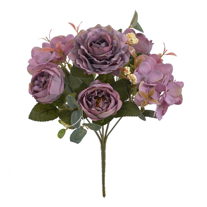 Stunning European-Style Artificial Floral Arrangements: Snowflake Hibiscus, Peony, Hydrangea & Rose Bouquets for Weddings and Event Decor – Perfect for Storefront and Home Decorative Touch