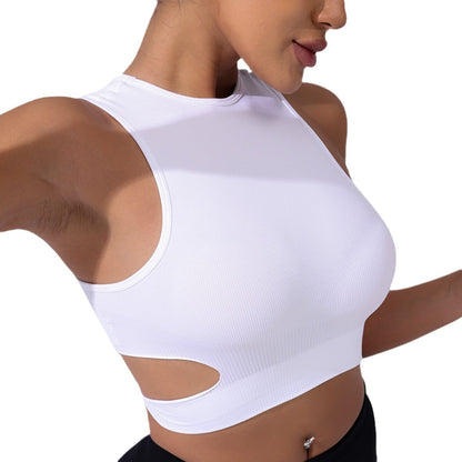 Women's Hollow Out Sports Bra with Removable Padding for Yoga Running and Fitness Solid Color Shapewear for Spring and Summer