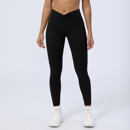 High Waisted Shaping Pleated Yoga Pants for Women V Shaped Butt Lift Quick Dry 3 4 Length Fitness Training Leggings for Enhanced Performance and Comfort