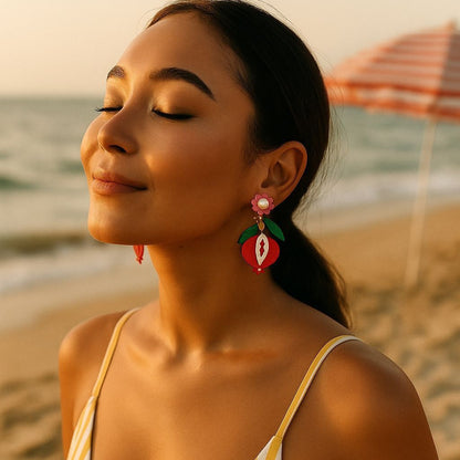 Unique Creative Acrylic Green Leaf & Radish Earrings - Minimalist and Versatile Jewelry Accessory for Women