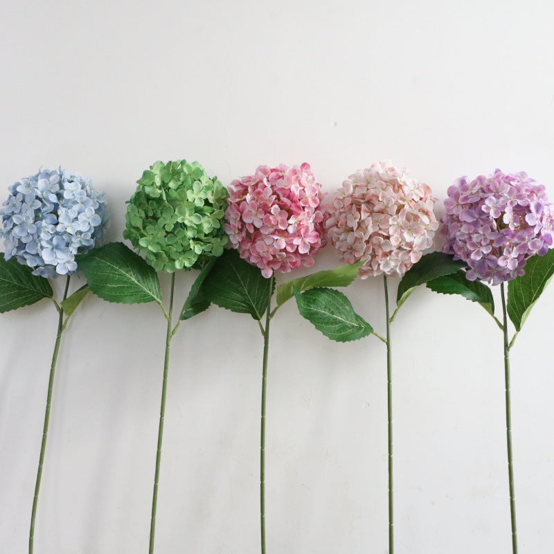 Single Stem Hydrangea Lollipop Floral Arrangement - Realistic Silk Flowers for Wedding Decor, Indoor Bouquets, and Aisle Accent Pieces