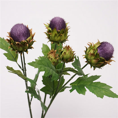 Realistic Single-Stem Ping Pong Thistle Flower - Perfect for Home Décor, Photography Props, Gardening Accents, and Wedding Floral Arrangements