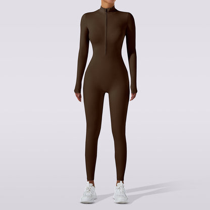 High Performance Long Sleeve Zip Up Yoga Jumpsuit with Supportive Fit for Intense Workouts and Athleisure