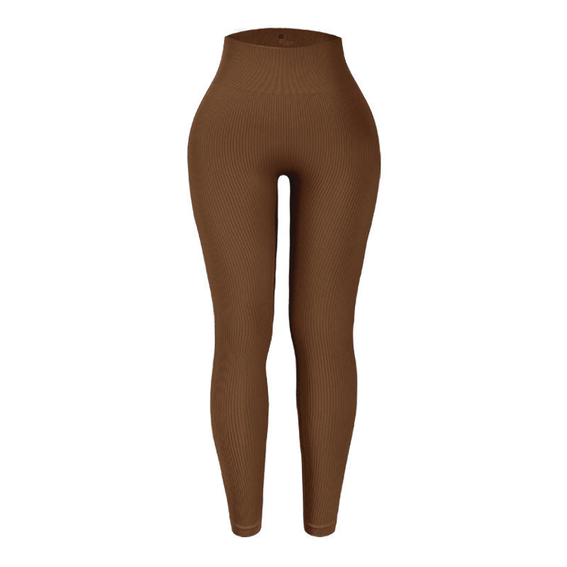 Seamless High Waisted Yoga Leggings for Women Enhancing Peach Butt Sculpting Fitness Pants with Ribbed Design for Comfort and Style