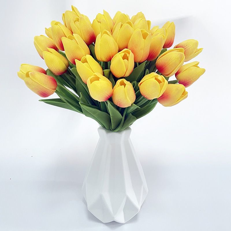 Elegant Realistic Tulip Faux Flowers Arrangement - Stunning Home Décor Piece for Living Room, Dining Table Floral Art, Perfect for Photography Props and Events