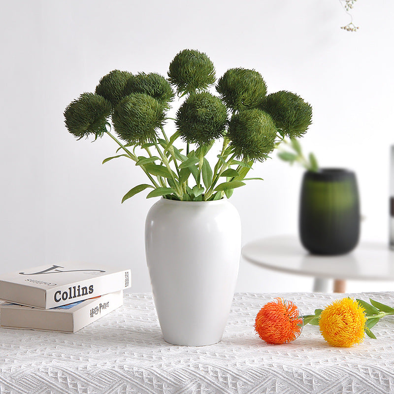 Realistic Green Sericite-Dahlia Faux Plant - Soft Touch Resin Potted Home Décor for Elegant Interior Design Projects