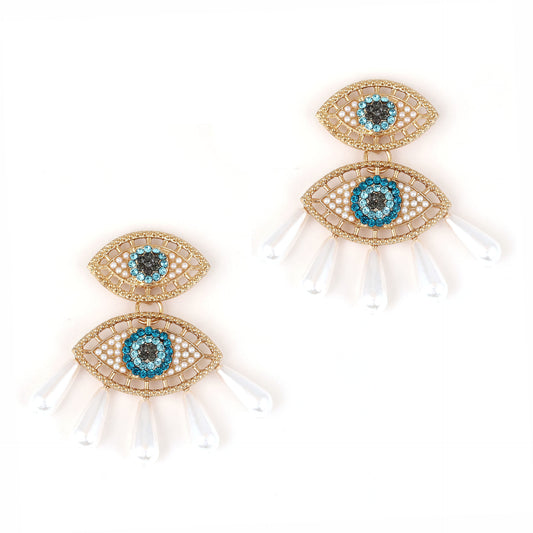 Arrival: Angel Eye Earrings with Sparkling Water Crystals, Elegant Pearl and Geometric  Design - Versatile Women's Jewelry for Every Occasion