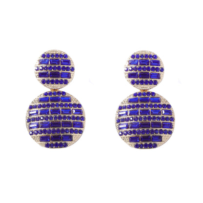 Stunning Simple Geometric Round Pendant Earrings with Full Diamond Sparkle – Perfect for Everyday Glamour and Effortless Chic Style