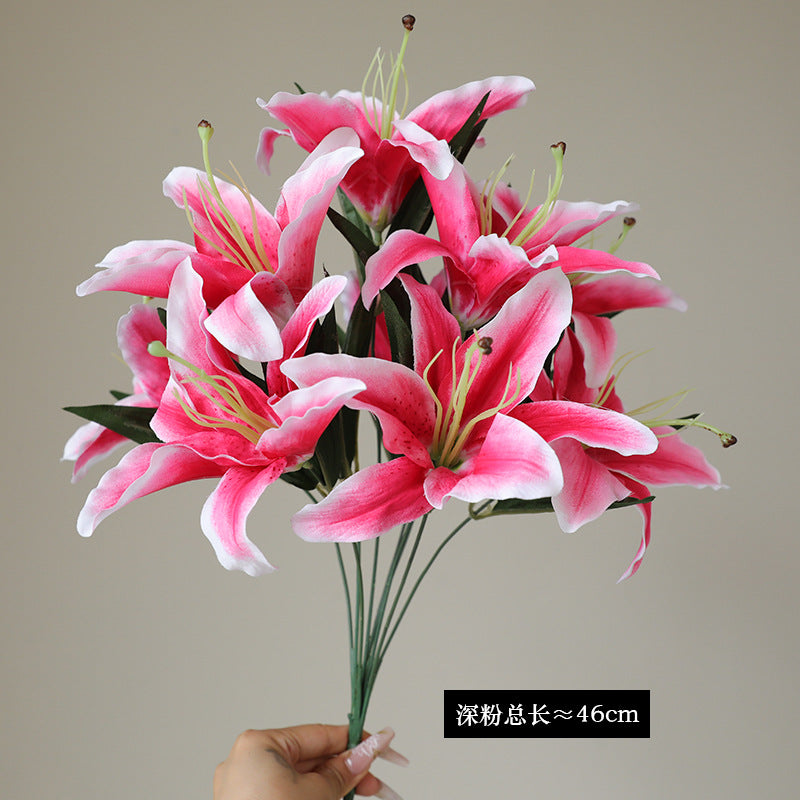 Stunning 9-Piece Artificial Lily Flower Bouquet for Weddings - Perfect for Ceremony Decorations, Bridal Bouquets, Home Décor, and Elegant Gifts