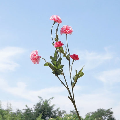 Single Stem Icelandic Korean Style Faux Flowers - 5-Head Small Carnation & Dianthus Silk Flower Arrangement for Home Decor, Wedding Celebrations, and Photographic Styling