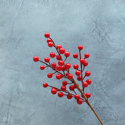 Realistic Red Berry Home Decor for New Year - Festive Faux Holly Berries and Prosperity Fruit Display for Christmas and Winter Celebrations