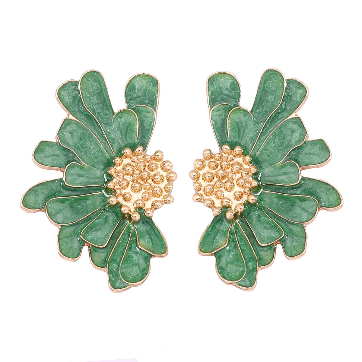 Alloy Enamel Floral Earrings - Stylish and Simple Flower Studs for a Fresh Accessory Look